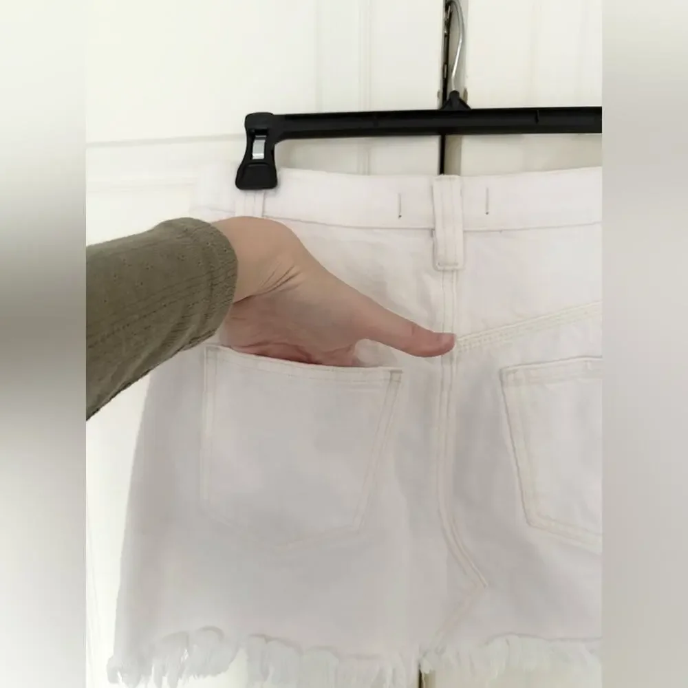 Free People We the Free Side Car Mini Skirt White Clay Denim Skirt Size 25